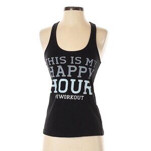 WORKOUT racerback tank top black graphic print S